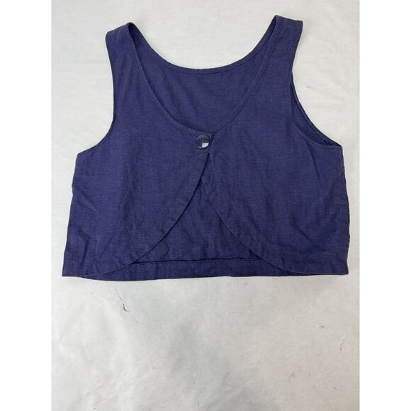 Linen Crop Top Split Back Sleeveless Whimsigoth Goth Rare Purple Medium - Picture 7 of 7